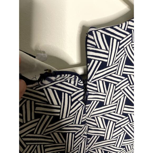 Diane Von Furstenburg "Regenna" White and Blue Print Sleeveless Dress SZ 10 - Picture 6 of 7